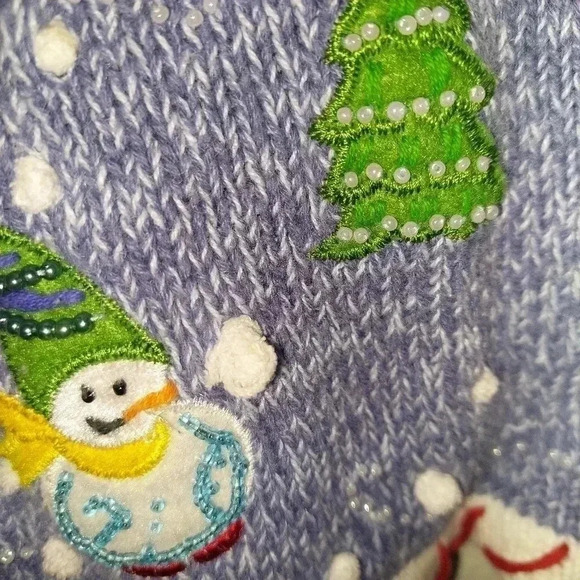 Snowmen Playing Funny Christmas Embroidered Sweater Vest Size 1X - Picture 5 of 9